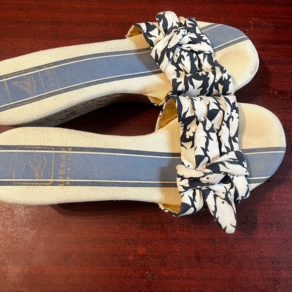 Sperry Top Sider cork wedge heels Floral Blue White Size 10 Women - Picture 5 of 10